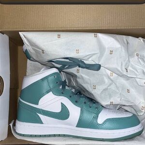 Nike Turquoise and White High-Top Sneakers